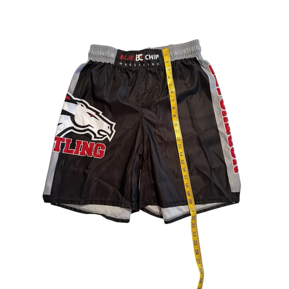 Wrestling Shorts With Drawstring Boys Large Black Polyester Bronco Horse